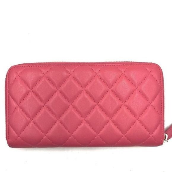 🎀 RARE 🎀 Authentic CHANEL Pink Lucky Lambskin Rhinestone Matelasse Long Wallet - Picture 4 of 10